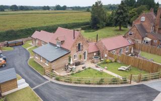 An aerial shot shot of the grounds at Rowley Farm Holidays.