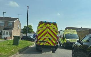 BLOCKED: Amberley Close in Blackpole in Worcester was blocked by an ambulance