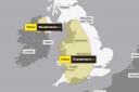 STORMS: The Met Office yellow weather warning for Worcestershire