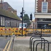 Burst water main has now closed four roads in Worcester