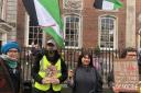 Protesters stood in solidarity with Palestine.