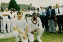 Members of both the Worcester and Barbados Police pose for the camera after their game of cricket in 1994