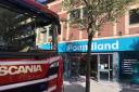 Two fire engines were outside Poundland.
