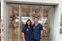 EXCITED: Chris Hallam and Habiba Abbas were among a group of medical students attending the opening of the Elizabeth Garrett Anderson building.