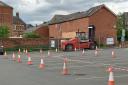 Several parking spaces are coned off in Gaol Street, Hereford