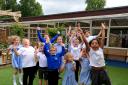 DELIGHTED: Pupils from Oasis Academy Warndon celebrate their good Ofsted report. Picture by John Anyon. 2515894601.