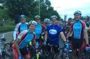 Members of Worcester St John’s cycle club take part in the 100-mile Prudential Ride London event. Pictured from left to right at the start of the ride are: Stuart Parker, Dave Walker, Anthony Huxley, Mark Hand and Olly Walker.
