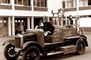 ON CALL: Brian Rush aboard the 1926 Morris which was Salisbury’s first motor appliance.