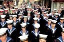ALL ABOARD: The cadets in Worcester High Street.