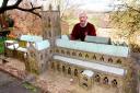 REPLICA: Brian Ferris with his model of Worcester Cathedral, which has pride of place in his garden. Pictures by Paul Jackson. 1613296802