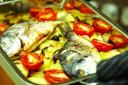 Recipe: Sea Bass roasted with potatoes, tomatoes and olives