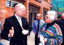 CANVASSING: Shadow foreign secretary William Hague taks to Conservative supporter Celia Brown in High Street. Picture: Paul Jackson. 15472301