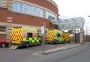 QUEUES: Ambulances waiting outside the A&E department at Worcestershire Royal Hospital in Worcester