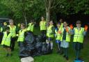 Lyppard Grange pupils after their litter pick, using equipment they bought after successfully applying for a grant from the county council