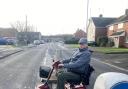 RISKS: John Hughes crosses Cranham Drive in his mobility scooter