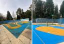 Before and after cleaning at the Droitwich Spa Lido