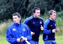 STAR TEAM: Worcester City assistant manager Matt Gardiner, Mike Symons and Sam Brookes in training.