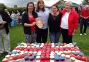 GREAT CAKE: Jane Berry, Katie Harrison, Bernie Heathcote and Joy Roscoe show off their baked patriotic creation at a Queen's birthday celebration in Flyford Flavell