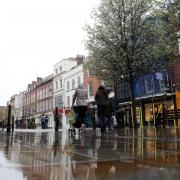RUSH HOUR: Worcester High Street quiet during the normally busy lunch hour. Picture: David Davies/PA Wire