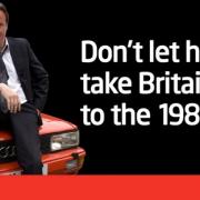 POSTER: Labour's original skit putting David Cameron in a Gene Hunt-style pose on the 1980s Audi Quattro.