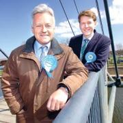 SUPPORT ROLE: Alan Duncan with Conservative hopeful Robin Walker. Picture by JOHN ANYON. BUY THIS PHOTO: worcesternews.co.uk/pictures/sales. 16474901
