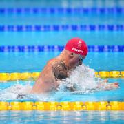 Adam Peaty in action during the Men's 100m Breaststroke second semi final at the Tokyo Aquatics Centre