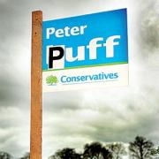 SIGN: A defaced Peter Luff election sign near Ombersley.