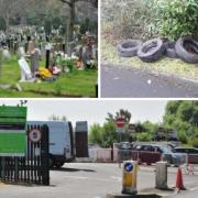 Around 30 used tyres were fly tipped at Worcester Cemetery earlier this year