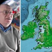 A map of Doggerland coastal shelves and Professor Vince Gaffney. Picture: University of Bradford