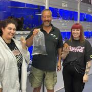 Lucy Gooderham, Clive Longstaff and Daisy Harbourne at Aquatics and Reptiles, which is closing this month