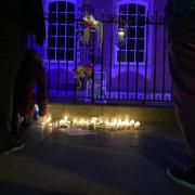 Candles and flowers were laid outside Guidlhall during a vigil in memory of Brianna Ghey