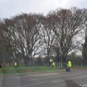 Council staff have been cleaning the Perdiswell Leisure Centre car park after a group of travellers left the site