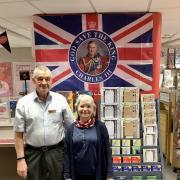 Colin Fitgerald and his wife Ann have decorated the Post Office ahead of King Charles' coronation