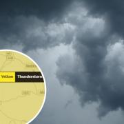 A yellow weather warning for thunderstorms has been issued by the Met Office