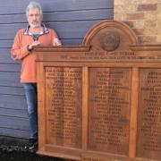 NEW HOME: Simon Dudfield, chairman of Pershore and District Branch of RBL, with the First World War Pershore Honours Board