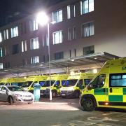 BUSY: Ambulances outside Worcestershire Royal Hospital in Worcester