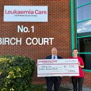 Craig Barry (left), who raised £17,073.27 for Leukemia Care, pictured with the charity's in memory and legacy support officer Claire Merritt