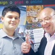 THUMBS UP: Apprentice Alex Williams with Guy Marson, director of Modus Creative in Foregate Street, Worcester.