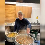 Clare Lane, WCT volunteer, helped give out meals at Platform's 'Big Stew' events