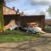 DISGRACE: Fly-tipped rubbish in Cranham Drive in Warndon in Worcester