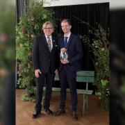 Keith Weed, president of the RHS (right), and Pershore College head of horticulture Josh Egan-Wyer (left) at the event
