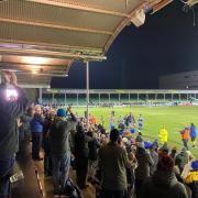 Worcester City fans applaud the players after the 7-0 win over Roman Glass St George on Wednesday night