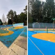 Before and after cleaning at the Droitwich Spa Lido