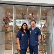 EXCITED: Chris Hallam and Habiba Abbas were among a group of medical students attending the opening of the Elizabeth Garrett Anderson building.