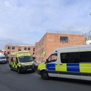 Emergency services outside the Worcester Job Centre.