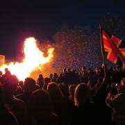 The Union Jack flag flying added to the drama of the beacon burning in the background...an awesome sight