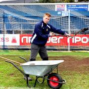 DEDICATED: Groundsman Tom Allcut, along with Paul Humphries, have been working hard on the St George’s Lane pitch.