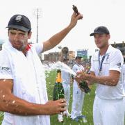 Skipper Alastair Cook and Stuart Broad celebrate England's Ashes win.