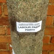 STICKER: The messages which have been appearing on lampposts in Worcester.