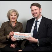 TASTE: Theresa May with John Campion and one glorious copy of this newspaper.